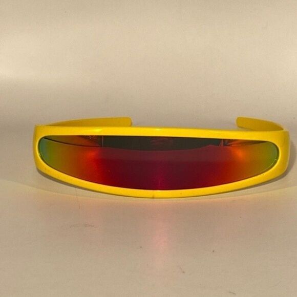 0972 Wrap Sunglasses with a Yellow Frame and Orange Mirrored Lenses New - Picture 2 of 8